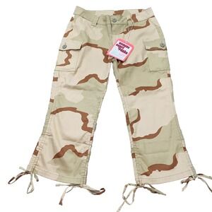Rothco Capri Pants Women's Size 9/10 Camo Cargo‎ Retro Y2K Desert Camouflage NWT